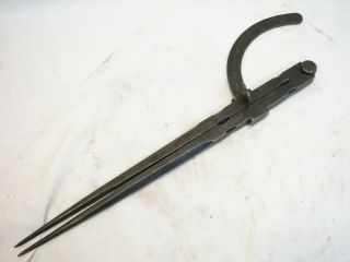 Fine Early Signed Ornate Blacksmith Hand Forged Iron Compass Divider Tool Scribe