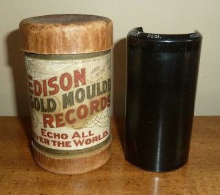 Antique Edison Gold Moulded Records Tube Case W/broken Cylinder.  Decorative