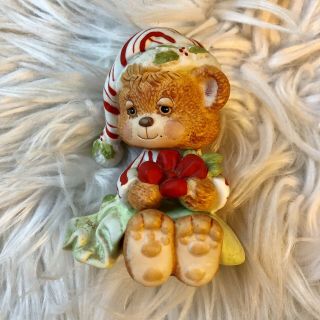 Vintage Teddy Beddy Bear 1983 Christmas Porcelain Bear Figurine Mini Rare