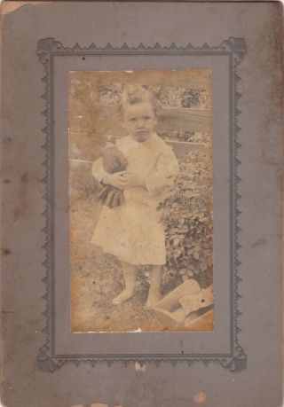Cabinet Card Victorian Era Photo Of Cute Little Girl With Toy China Doll