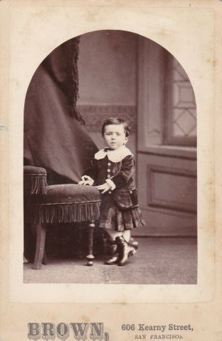 Cabinet Card Little Boy Velvet Pleated Skirt Suit,  Large Collar,  Cuff,  Tie,  S.  F.  Ca