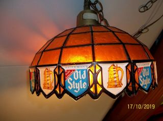 Large Vintage Old Style Stained Glass Beer Light Bar Sign Hanging Tiffany Lamp