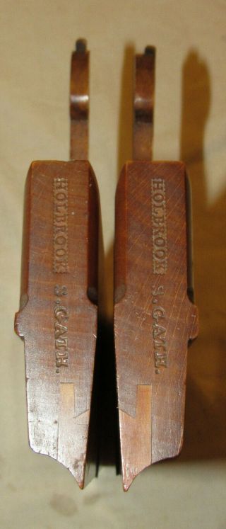 Pair Side Snipe Wooden Moulding Planes By Holbrook Old Woodworking Tools Plane