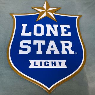 Lone Star Light Beer Metal Sign 16 1/2 " X 21 1/2 " Blue White Shield Texas