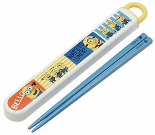 Skater Chopsticks Chopstick Case Set Sliding 16.  5cm Minion 3 Made In Japan Abs2a