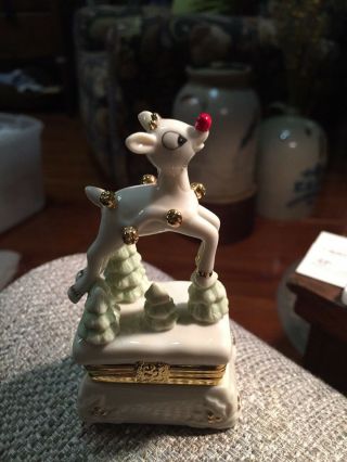 Lenox Treasure Box " Rudolph The Red - Nosed Reindeer " 6130975 Store Disp (b)