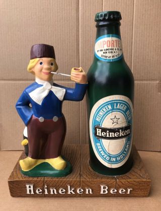 Vintage Heineken Beer Bar Statue Holland Dutch Boy Display Figure Sign 18” Tall