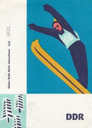 1961 Qsl: Radio Berlin International,  Berlin,  Ddr - East Germany (ski Jumping)