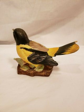 Vintage Yellow Bird Planter,  Inarco E - 1235,  Bird on Stump w/ Flower,  Sticker - ed 3