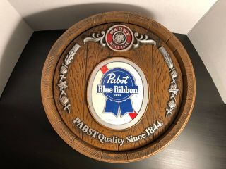 Vintage Pabst Blue Ribbon Pbr Beer Barrel Sign Pabst Quality Since 1844 Plastic
