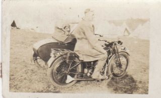 Old Small Photo Man Woman Motorbike Motorcycle Sidecar Sb2
