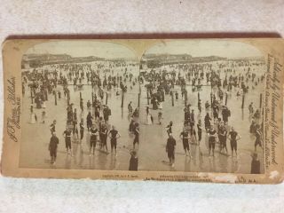 Antique Stereo View Card Photo 1891 Atlantic City Jersey Beach Stereoview