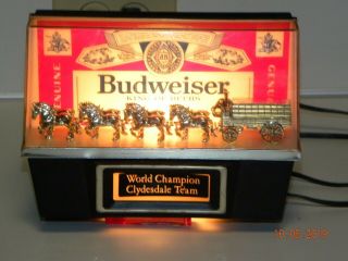 Vintage Budweiser World Champion Clydesdale Team Lighted Bar Sign Light