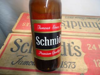 24 Schmidt ' s Brown Beer Bottles w/ Flip Top Case that are in good empty shape NR 2