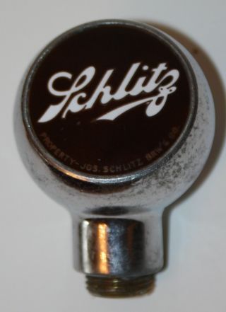 Vintage Schlitz Beer Chrome Ball Tap Knob Round Man Cave Keg