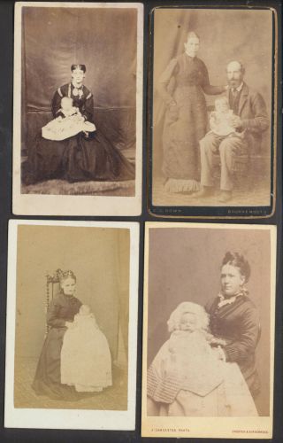 Cdv3417 4 Victorian Carte De Visite: Adults With Children,  Various Artists