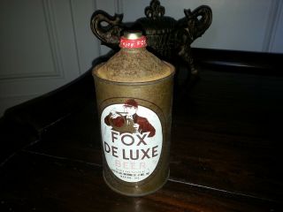 Fox Deluxe Quart Cone Top Irtp Beer Can Fox Deluxe Brewing,  Marion,  In Cap