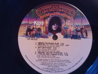 Kiss Paul Stanley 1978 solo lp Casablanca records PROMOTIONAL LP 3