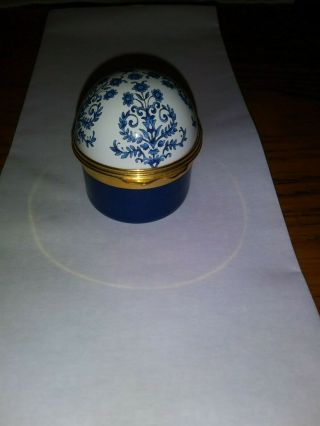 Neiman Marcus By Halcyon Days Blue & White Enamel Ring Trinket Box