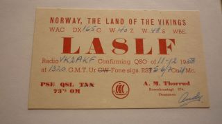 Old Vintage Qsl Ham Radio Card Postcard,  Norway Drammen 1958