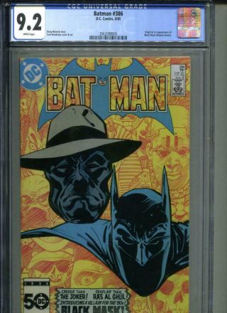 Batman 386 Cgc 9.  2 White Pages Origin & 1st Appearance Of The Mask