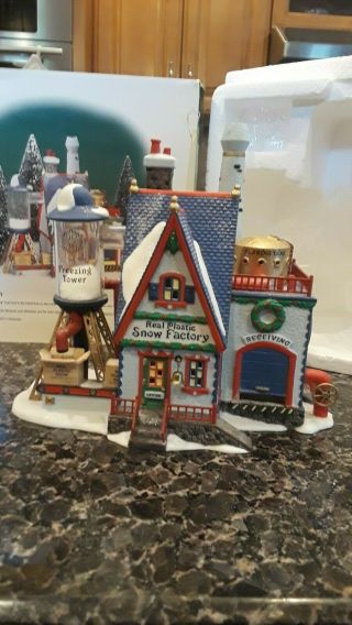 Dept 56 Real Plastic Snow Factory Christmas Lighted Village House 56403 Retired