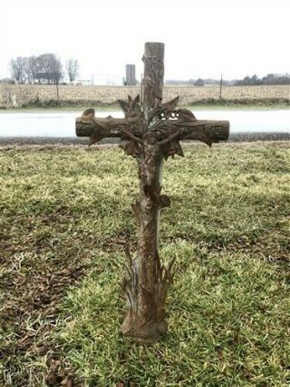 Antique French Cast Iron Cross Crucifix Grave Marker Architectural Cemetery A
