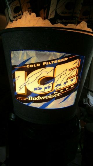 Bud Ice Draft Light 570 - 220 Beer BUCKET W/ICE Sign Tavern Man Cave Bar 1993 2
