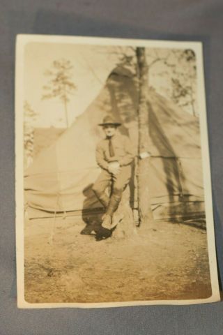 Wwi U.  S.  Army Soldier Bivouac Pose Camp Wadsworth Spartanburg South Carolina