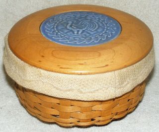 Longaberger Pottery American Craft Cornflower Blue Rooster Coaster Basket