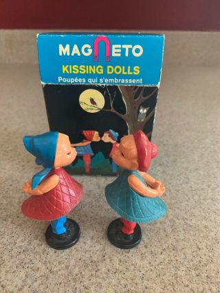 Vintage 1960 Magneto Bgm Germany Kissing Pair Boy & Girl Dolls With Box