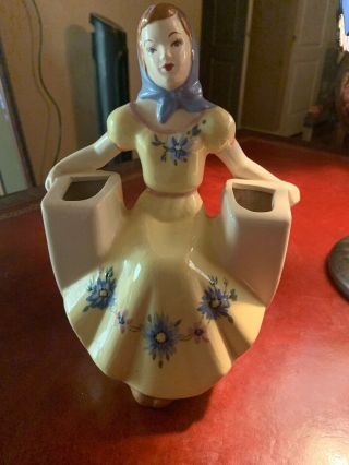 1940s Weil Ware California,  Figurine Art Pottery Planter 4028,  Lady Vase 8 1/2 "