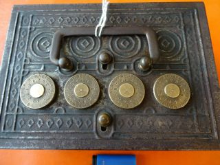 Old Antique 1920 Iron Box With Combination Lock Art Deco Padlock Key Keys
