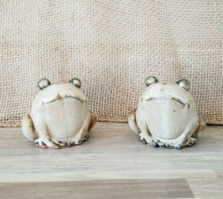 Vintage Stoneware Frog Toad Salt & Pepper Shaker Set (2)