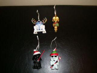Hallmark Star Wars Set Of 4 Christmas Ornaments Vader C3p0 R2d2 Stormtrooper 3 "