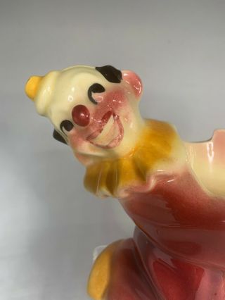Vintage Ceramic Circus Clown Mid Century Candle Votive Plant Holder Red Yellow 2