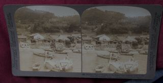 C.  1880s Underwood Stereoview Fishing Village Of Obatake On The Inland Sea Japan