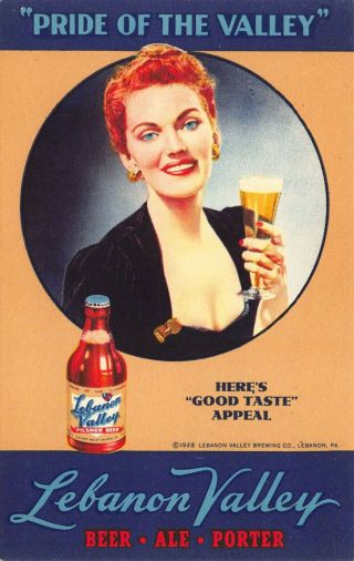 Lebanon Pa Valley Brewing Co.  Beer Ale Porter Advertising Linen Postcard