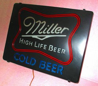 Large MILLER High Life Cold Beer Illuminated Electric SIGN Counter / Wall Mount 2