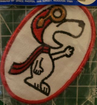 Vintage Peanuts Snoopy Red Baron Flying Ace Oval Embroidered Aviation Patch Nos