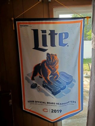 2019 Nfl Chicago Bears Miller Lite Beer Bar Banner / Sign 50 " X 36” 100 Years