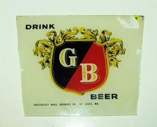 Griesedieck Bros Beer Hanging Advertising Light Lamp Sign Glass Panel