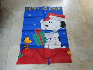 Flag Peanuts Snoopy Woodstock Christmas Holiday Large 2 Sided Nylon 39 X 28