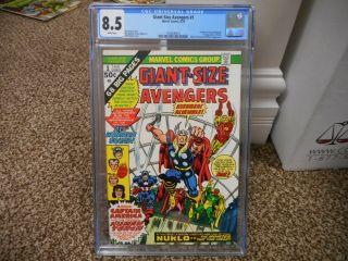 Giant Size Avengers 1 Cgc 8.  5 Marvel 1974 1st Appearance Of Nuklo White Pgs Thor