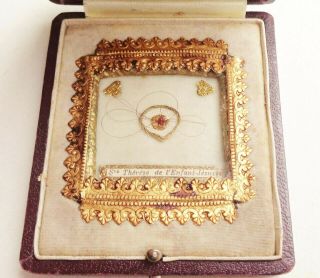 & Rare Antique Reliquary Box W Hair Relic Of Saint Therese Of Lisieux