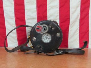 Vintage Detex Watchclock Corp Guardsman Clock Leather Case Strap W/keys