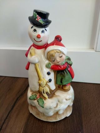 Vintage Lefton Christmas Frosty Snowman Vintage Musical Figurine Japan