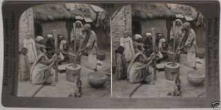Keystone Stereoview Of Shelling Rice In Kashmir,  India From The 1920’s 400 Set
