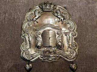 Rare Antique Judaica Silver Torah Shield Russia 1888 Wow Mamesh Gevald