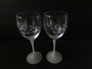 2 Avon Hummingbird Water / Wine Goblets / Glasses W Frosted Stems